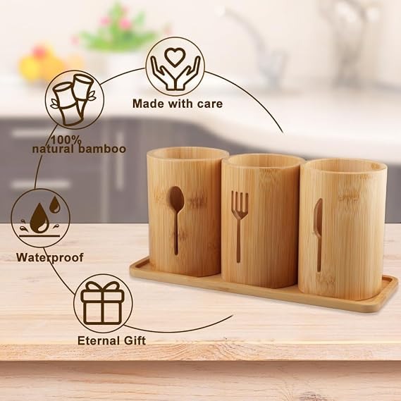 Bamboo Cutlery Holder - Window Light