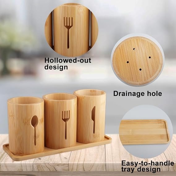 Bamboo Cutlery Holder - Detail Features